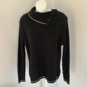 Robert Kitchen Stylish Black Button Turtleneck Sweater Sz. M